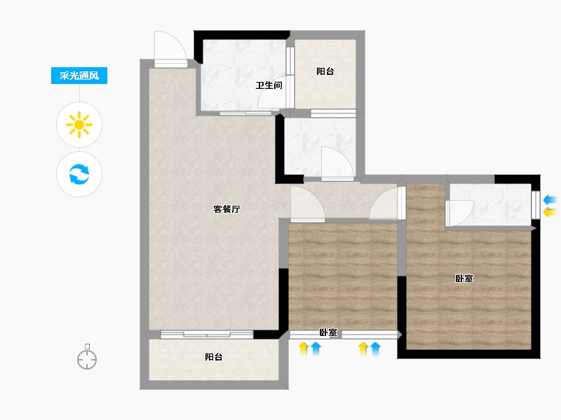 广东省-韶关市-卓越雅苑-72.00-户型库-采光通风