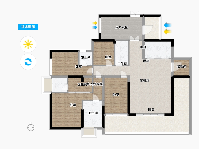 广东省-深圳市-万科翰邻城-133.00-户型库-采光通风