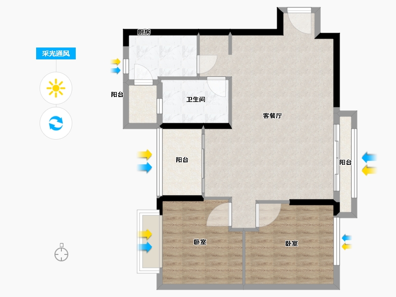 广东省-广州市-云山名都-84.00-户型库-采光通风