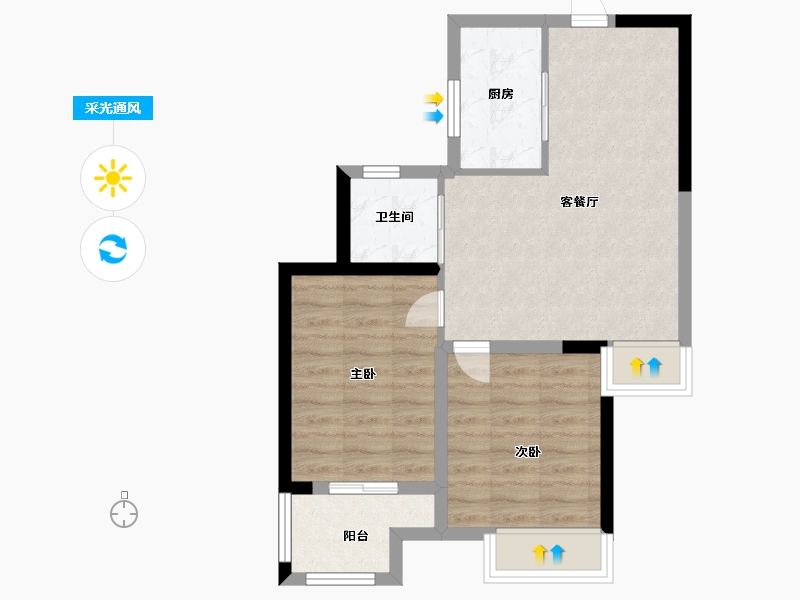 江苏省-常州市-锦绣天地-56.80-户型库-采光通风