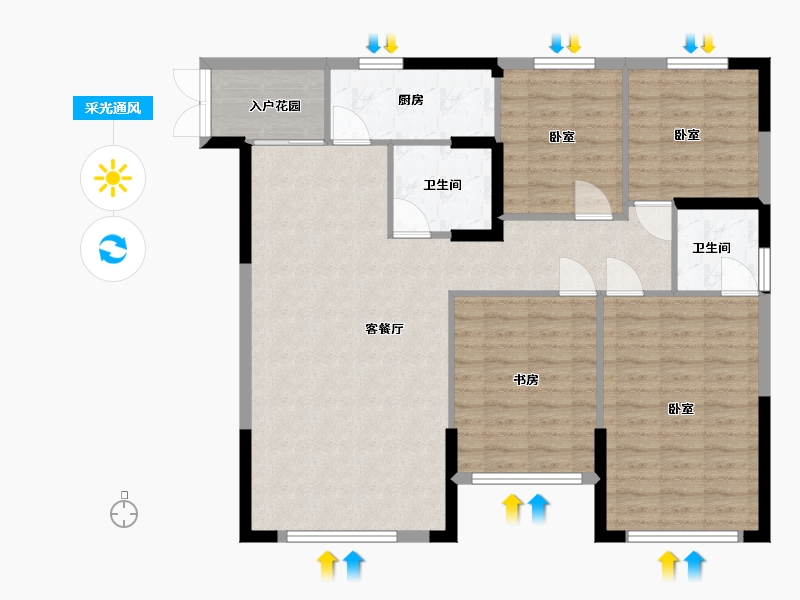 湖北省-武汉市-悦达新天地-104.00-户型库-采光通风