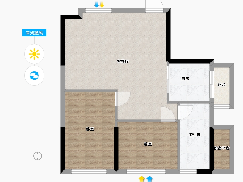 湖北省-武汉市-悦达新天地-68.99-户型库-采光通风