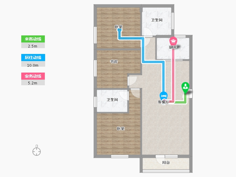 湖北省-武汉市-汉飞洋房印象-96.00-户型库-动静线