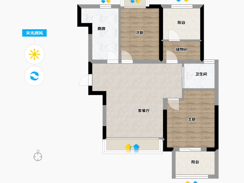 江苏省-常州市-锦绣天地-68.20-户型库-采光通风