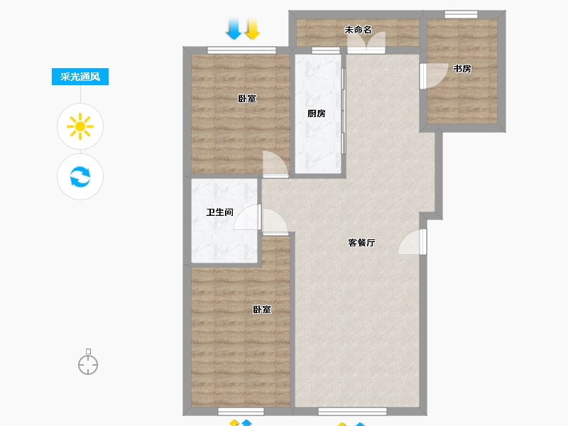 湖北省-武汉市-汉飞洋房印象-90.00-户型库-采光通风