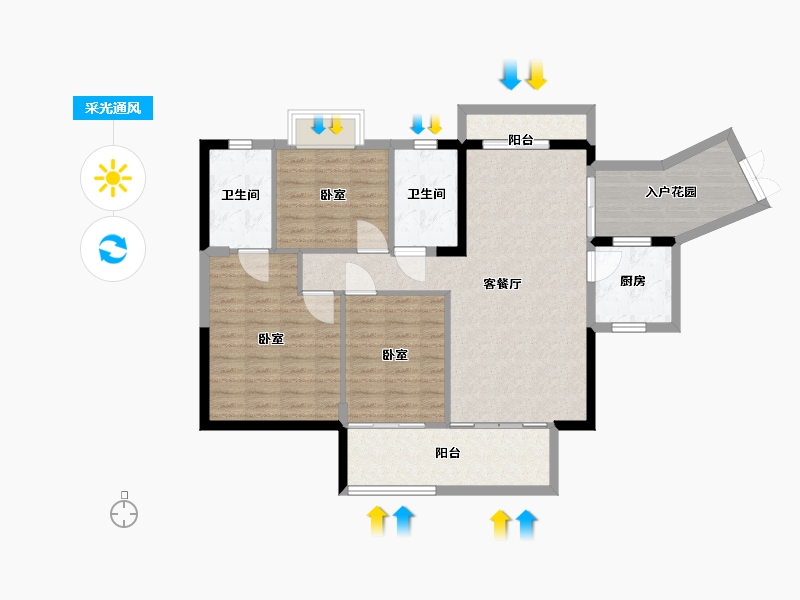 广东省-广州市-汇东国际花园-103.00-户型库-采光通风