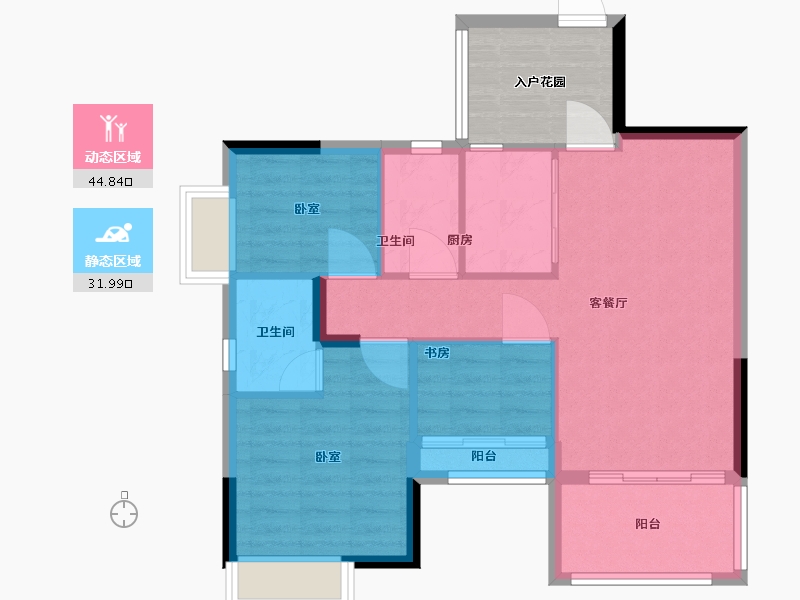 广东省-广州市-汇东国际花园-76.01-户型库-动静分区