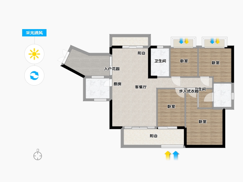 广东省-广州市-汇东国际花园-113.48-户型库-采光通风