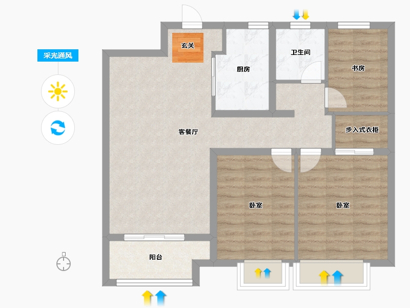 河北省-保定市-朝阳首府-77.00-户型库-采光通风