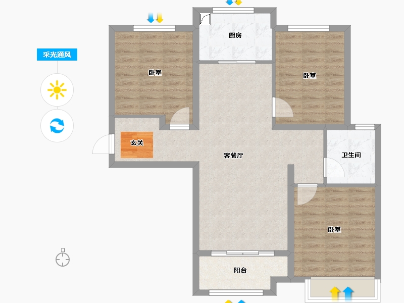 河北省-保定市-朝阳首府-88.45-户型库-采光通风