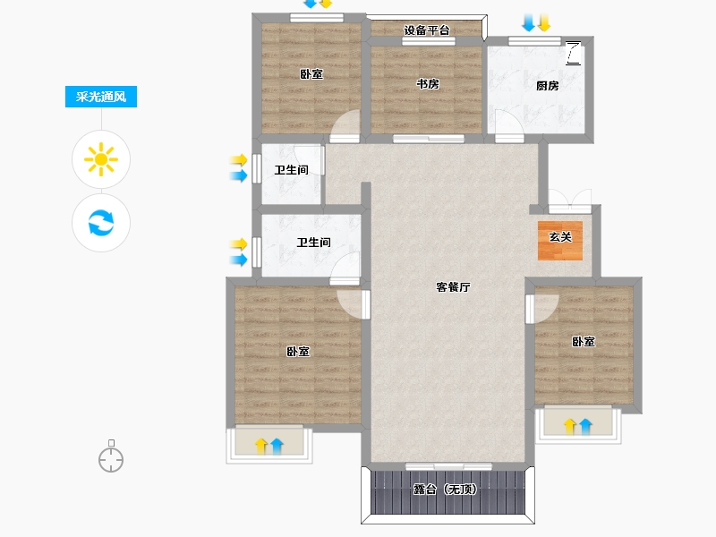 河北省-保定市-朝阳首府-104.35-户型库-采光通风