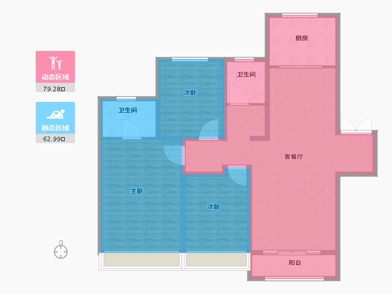 内蒙古自治区-包头市-吾悦华府-129.00-户型库-动静分区