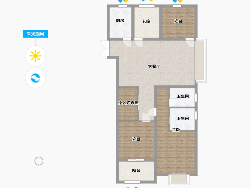 江苏省-常州市-阳光龙庭-108.01-户型库-采光通风