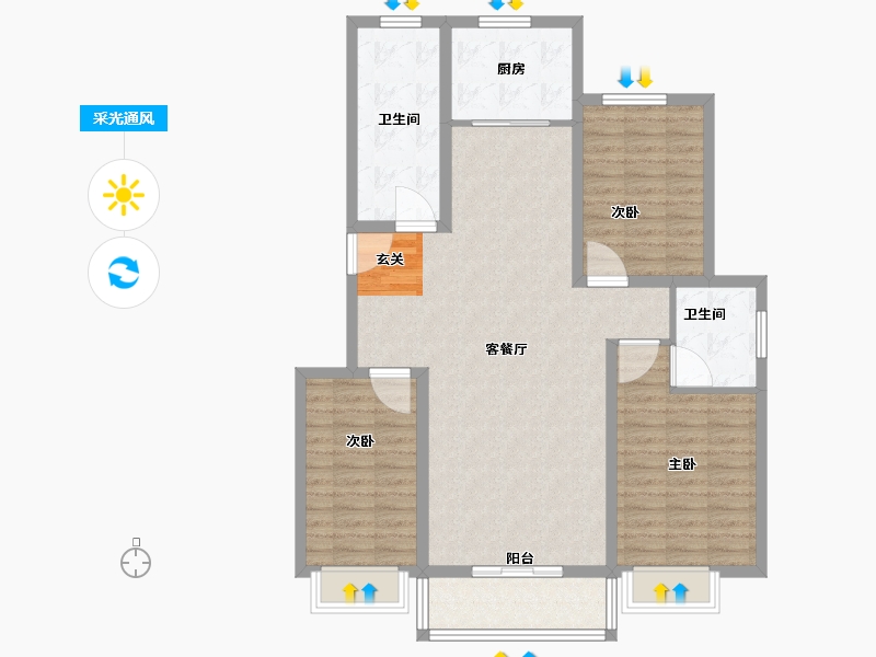 河北省-石家庄市-蓝湾半岛-106.01-户型库-采光通风