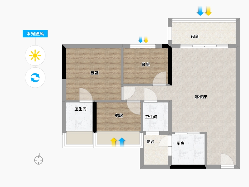 广东省-广州市-轩逸荟-75.00-户型库-采光通风