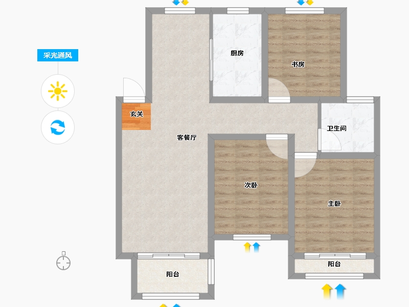 江苏省-宿迁市-金茂府-90.00-户型库-采光通风