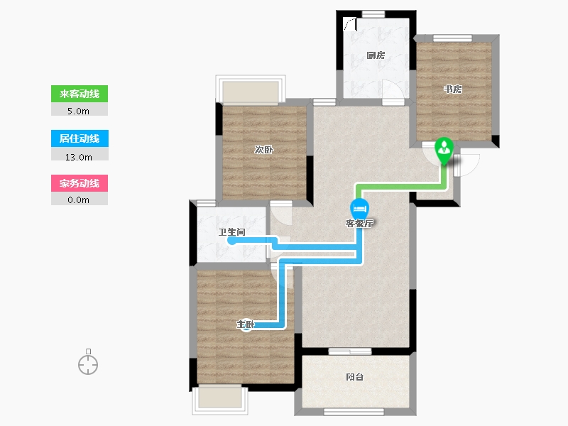 江苏省-苏州市-建屋海德公园-90.39-户型库-动静线