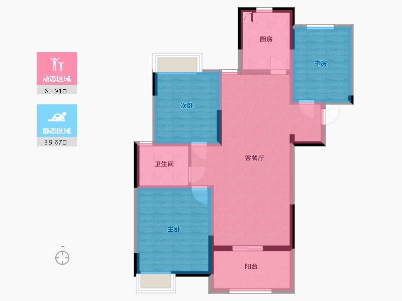 江苏省-苏州市-建屋海德公园-90.39-户型库-动静分区