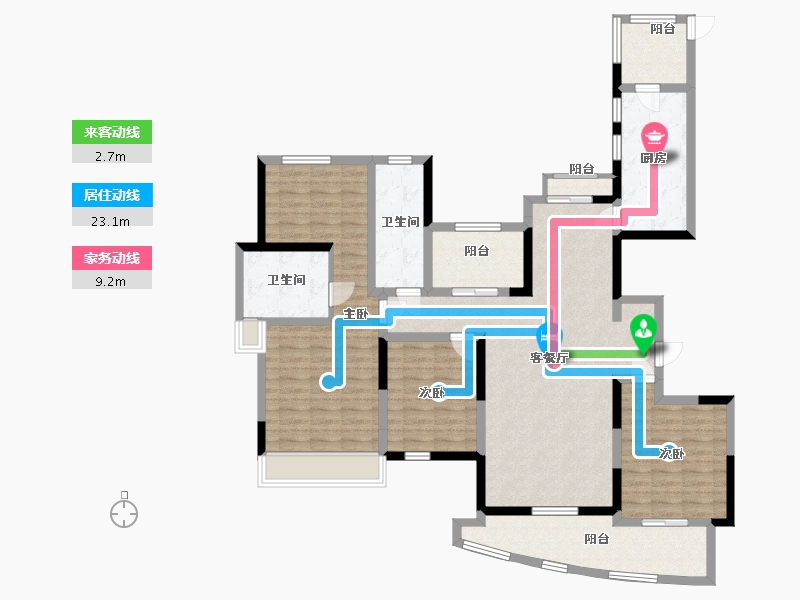 江苏省-苏州市-建屋海德公园-128.40-户型库-动静线