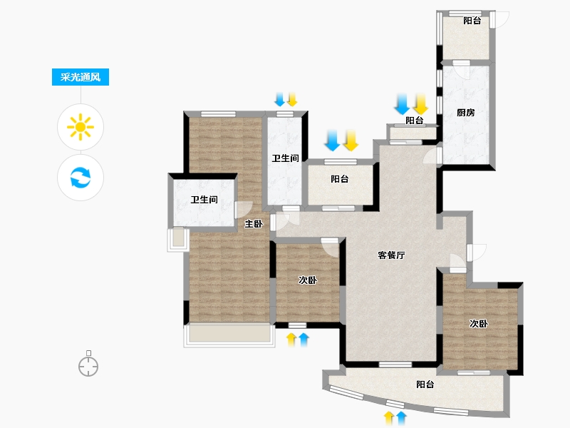 江苏省-苏州市-建屋海德公园-128.40-户型库-采光通风