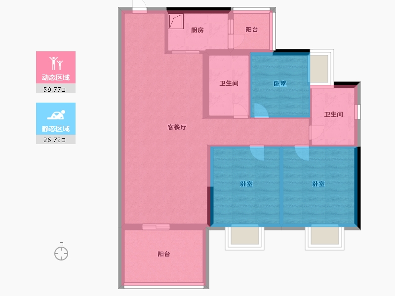 广东省-清远市-勤天熹乐谷-76.43-户型库-动静分区