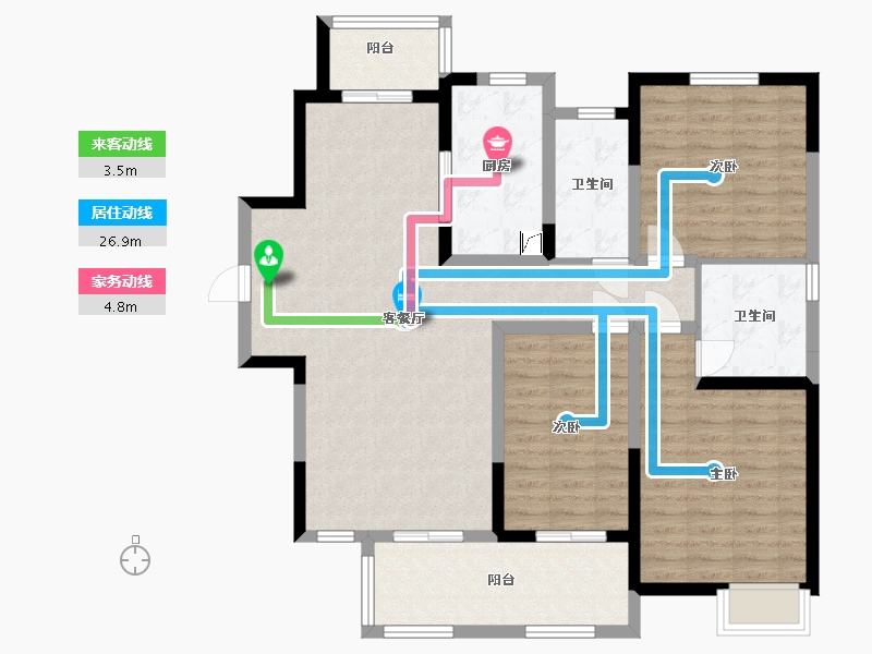 江苏省-苏州市-建屋海德公园-108.80-户型库-动静线