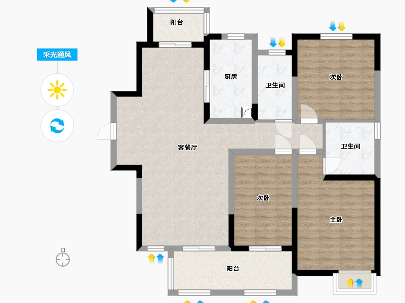 江苏省-苏州市-建屋海德公园-108.80-户型库-采光通风