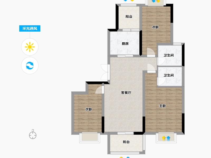 江苏省-淮安市-东方雅居-99.19-户型库-采光通风