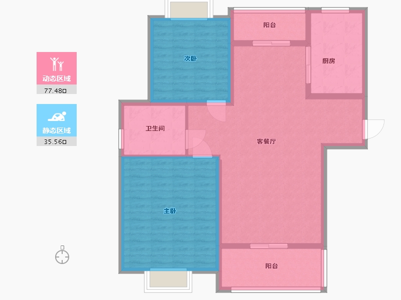 江苏省-淮安市-绿地世纪城-102.40-户型库-动静分区