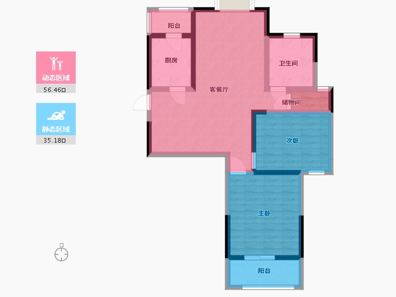 江苏省-淮安市-南浦佳园-81.00-户型库-动静分区