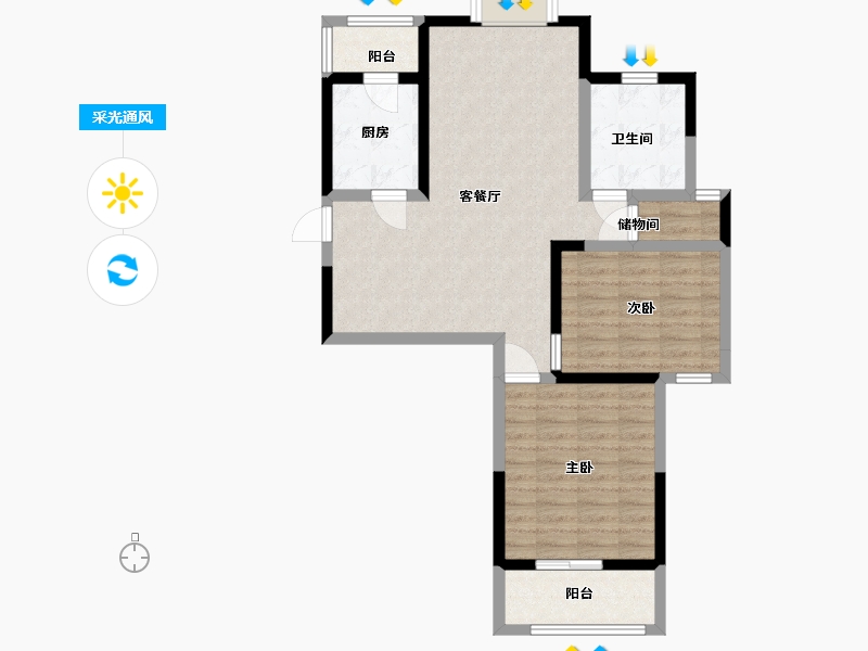 江苏省-淮安市-南浦佳园-81.00-户型库-采光通风