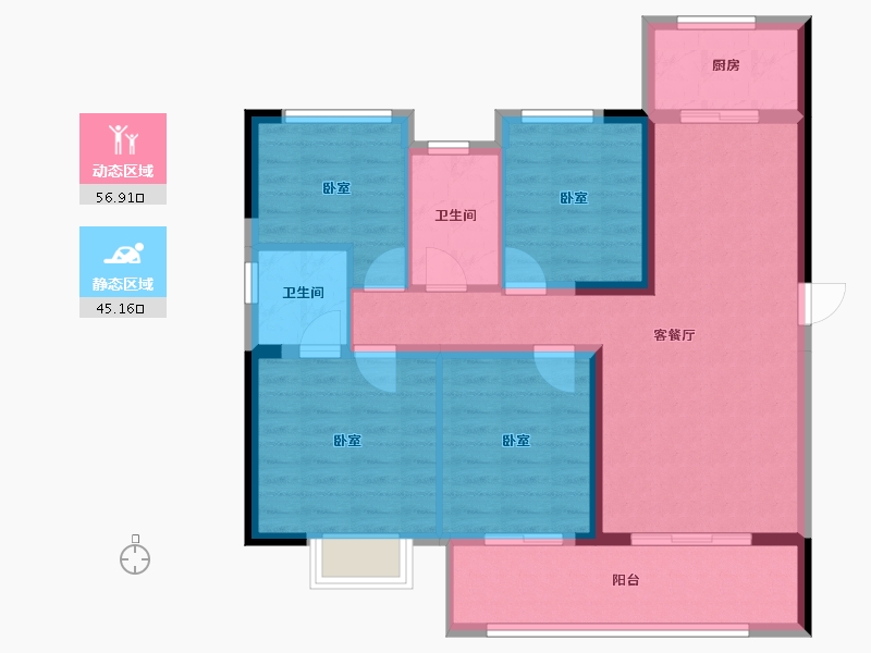 福建省-泉州市-世贸云城-91.33-户型库-动静分区