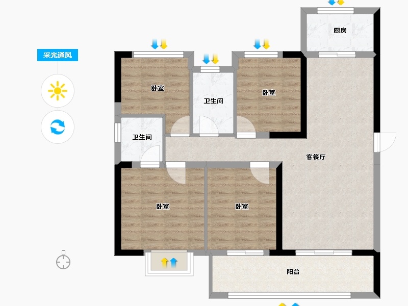 福建省-泉州市-世贸云城-91.33-户型库-采光通风