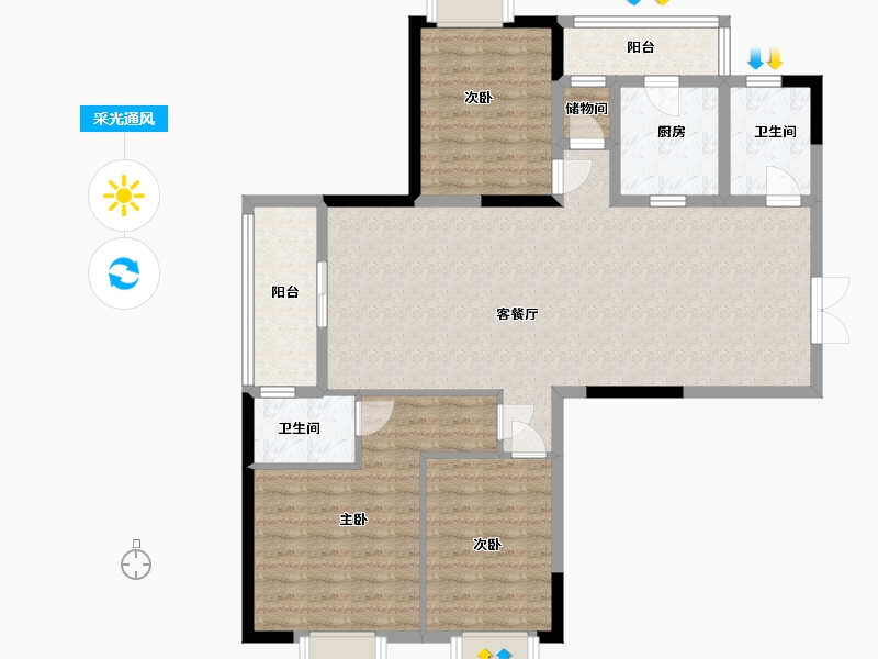 江苏省-淮安市-南浦佳园-110.00-户型库-采光通风