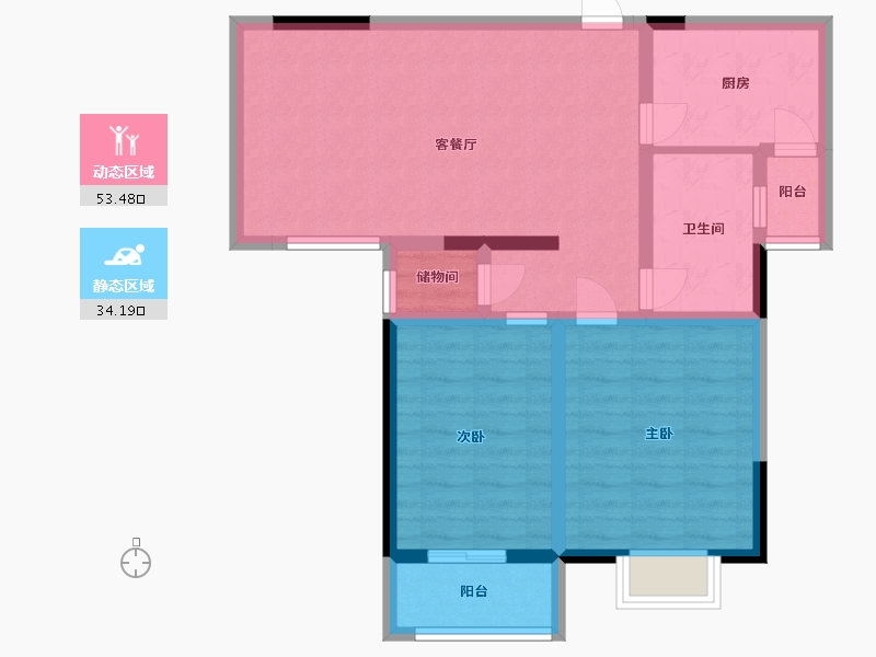 江苏省-淮安市-南浦佳园-77.70-户型库-动静分区