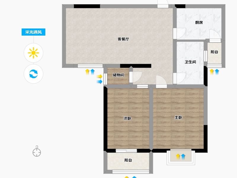 江苏省-淮安市-南浦佳园-77.70-户型库-采光通风