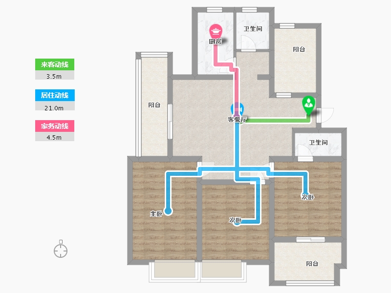 江苏省-淮安市-京河湾公寓-93.60-户型库-动静线