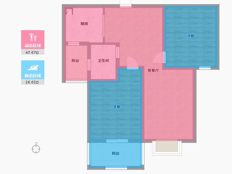 江苏省-盐城市-青年华都-74.41-户型库-动静分区