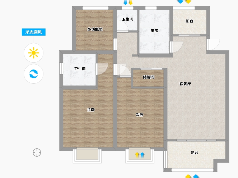 江苏省-淮安市-德汇公馆-97.50-户型库-采光通风