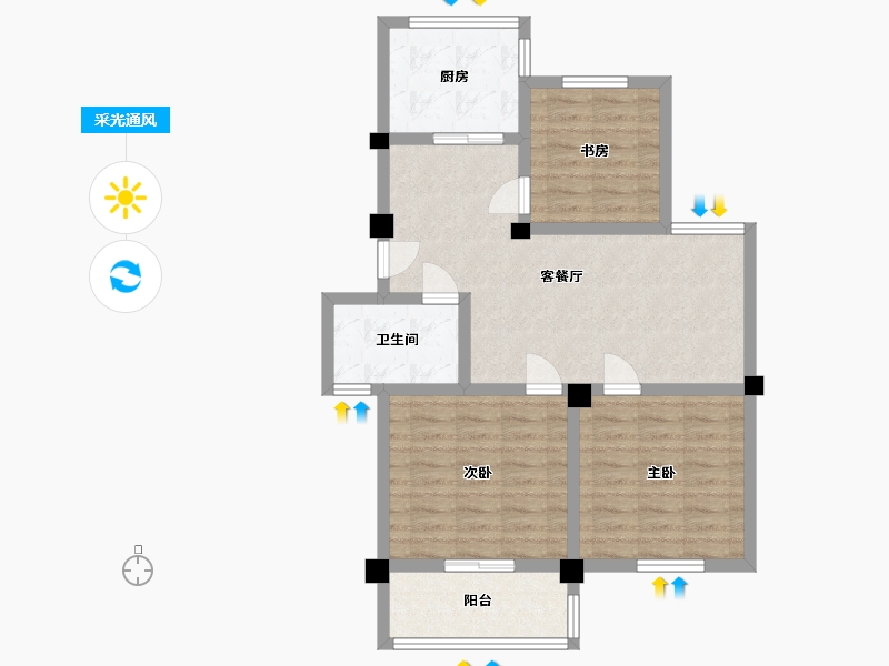 江苏省-淮安市-荣鑫花苑-78.30-户型库-采光通风