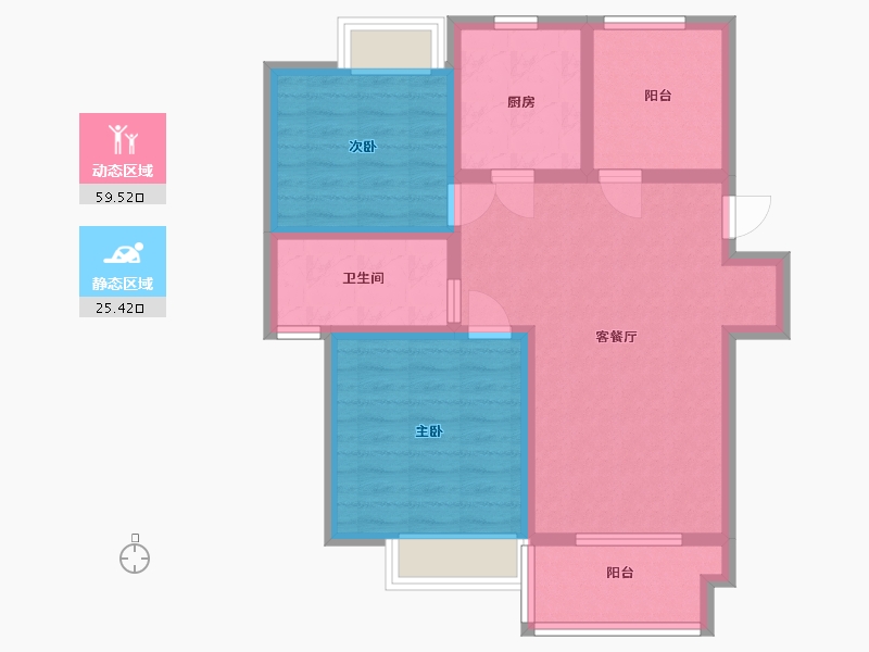 江苏省-淮安市-京河湾公寓-75.20-户型库-动静分区