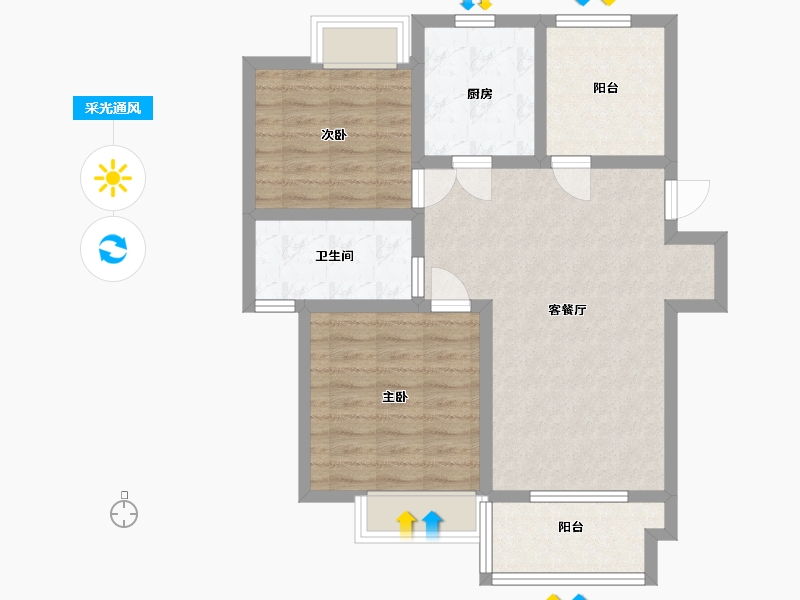 江苏省-淮安市-京河湾公寓-75.20-户型库-采光通风