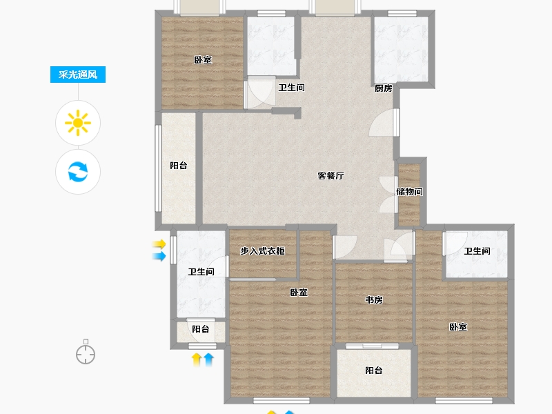 湖南省-常德市-林城—兰乔圣菲-148.12-户型库-采光通风