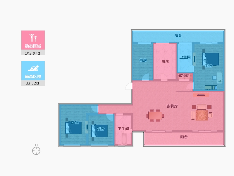 浙江省-杭州市-励骏花园-168.00-户型库-动静分区