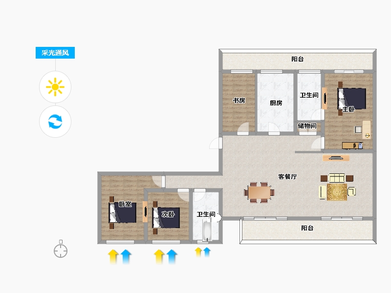 浙江省-杭州市-励骏花园-168.00-户型库-采光通风