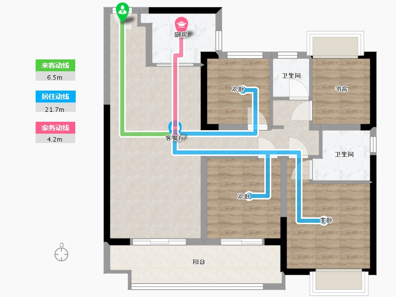 江苏省-泰州市-翰林华府-93.55-户型库-动静线