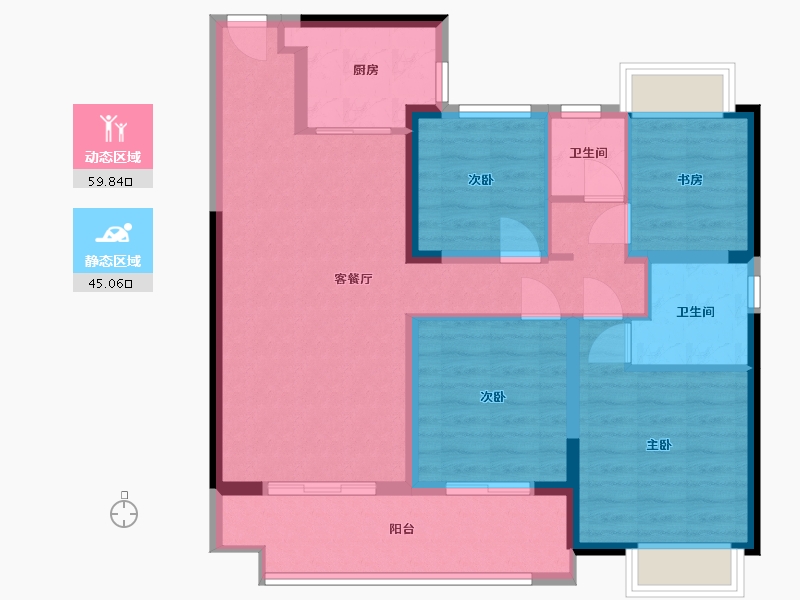 江苏省-泰州市-翰林华府-93.55-户型库-动静分区