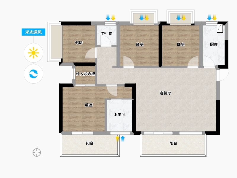 广西壮族自治区-南宁市-光明城市-90.82-户型库-采光通风