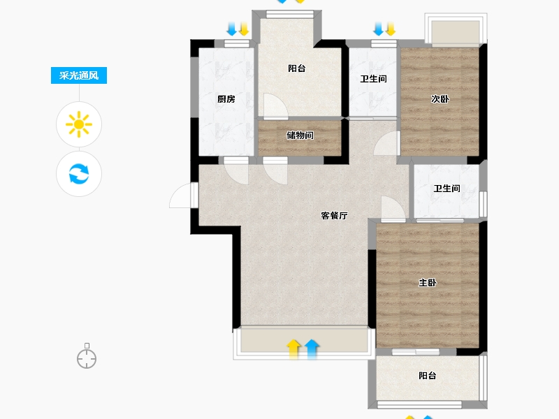 江苏省-常州市-锦绣天地-78.61-户型库-采光通风