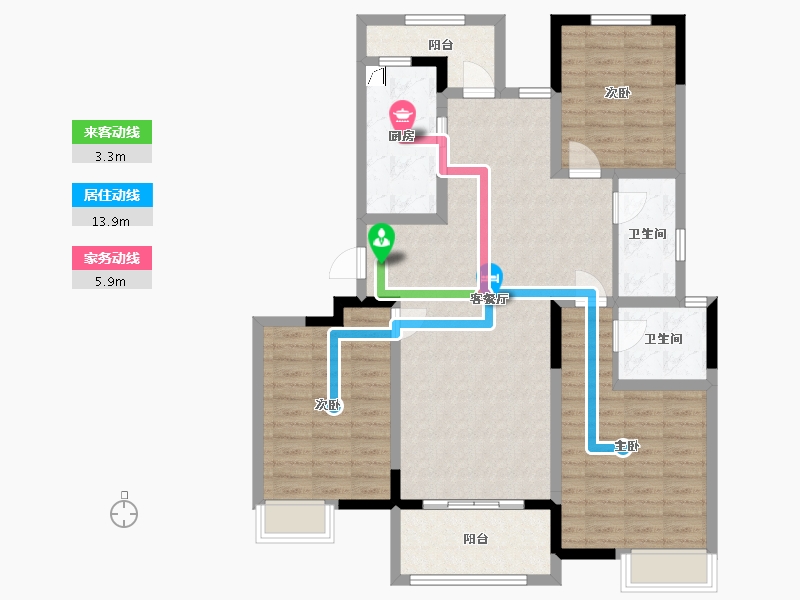 江苏省-苏州市-建屋海德公园-108.80-户型库-动静线